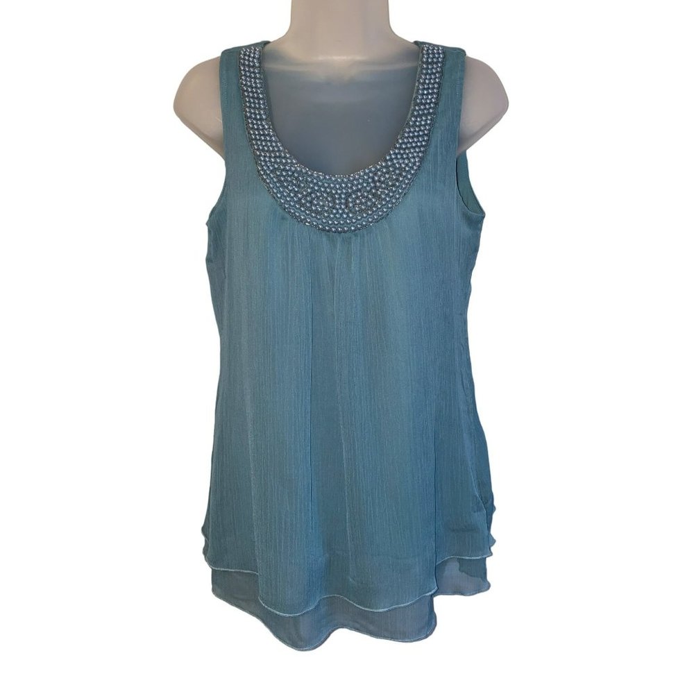 NWT Ladies Beaded Jewel Front Top Size Small